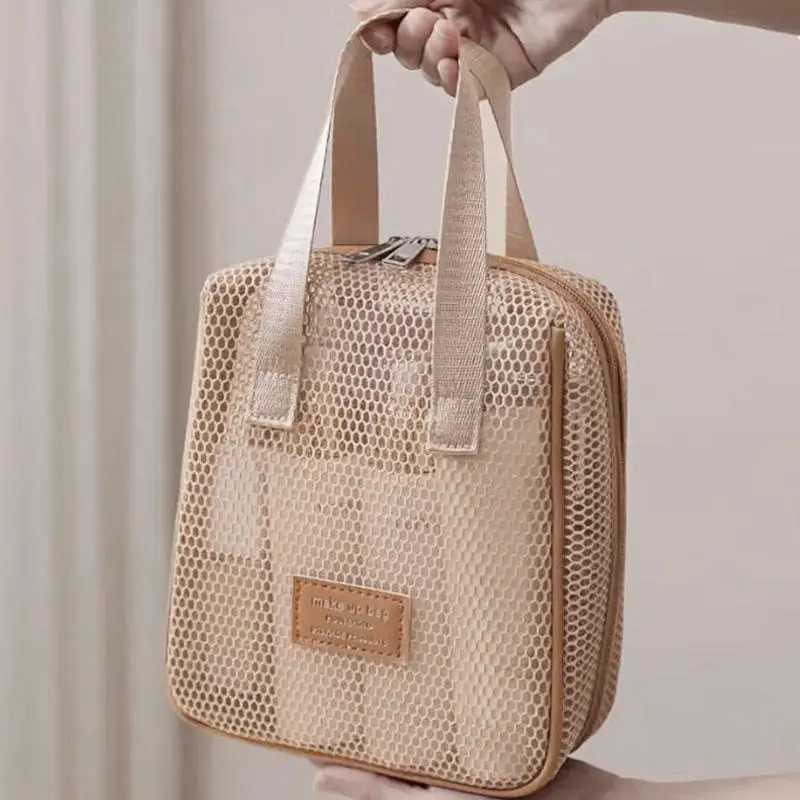 Mesh Makeup Bag Zipper Toilet Organizer Makeup Bag Multi functional Female Lipstick Key Coin Wallet Bag HandbagXJ250415