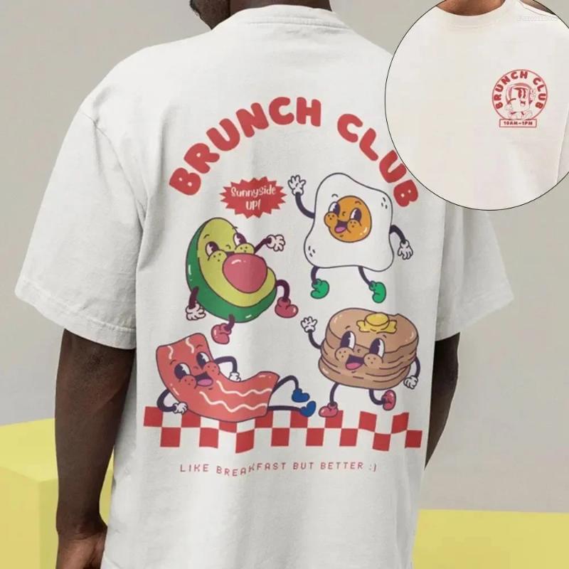 Men's T Shirts Breakfast Club Retro Bohemian Unisex Double Sided T-shirt Vintage Print Tshirt Restaurant Graphic Tees