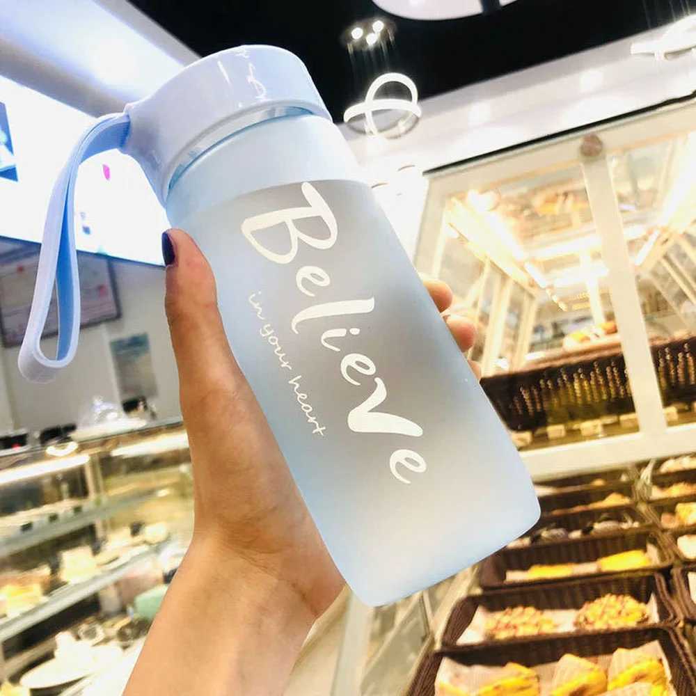 600ml Plastic Transparent Matte Water Cup Outdoor Sports Cold Juice Water Cup Creative Frosted Water Bottle Drinkware CoupleW251114