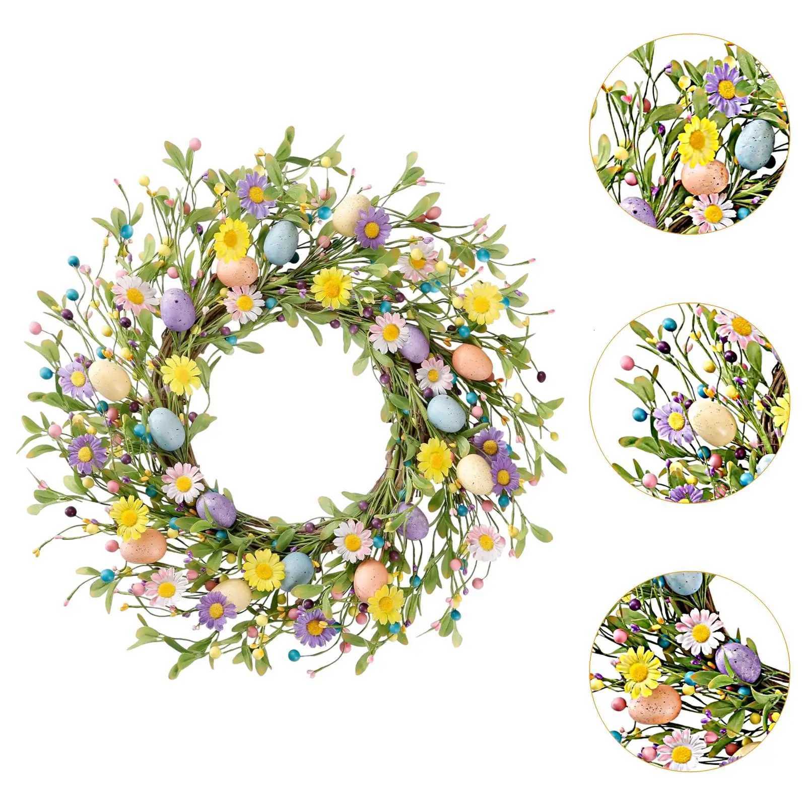 Artificial Easter Eggs Wreath Easter Decor Autumn Lovely Spring Flower Wreath for Window Living Room Indoor Outdoor Wall WeddingM251115