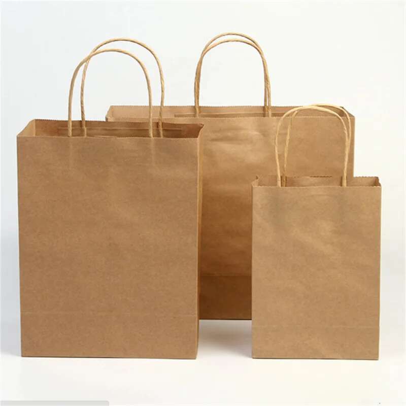 20 Pcs Eco-Friendly Reusable Brown Kraft Bags For Grocery And Paper Shopping Bag Customizable