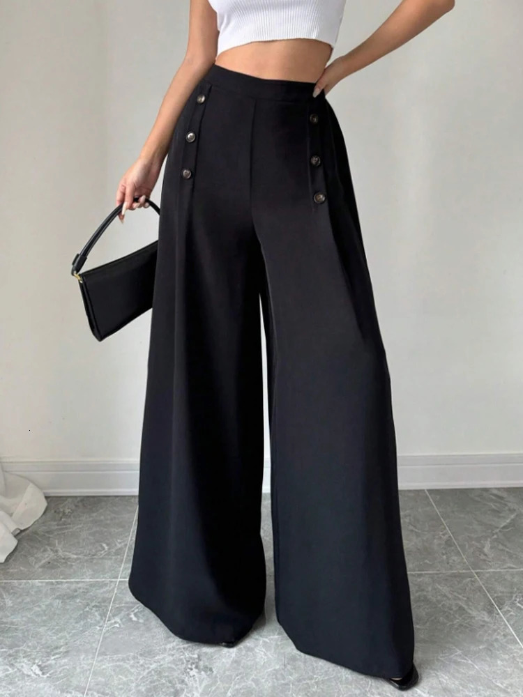 Fashionable and elegant womens high waisted wide leg pants with a grand style for spring summer 250414