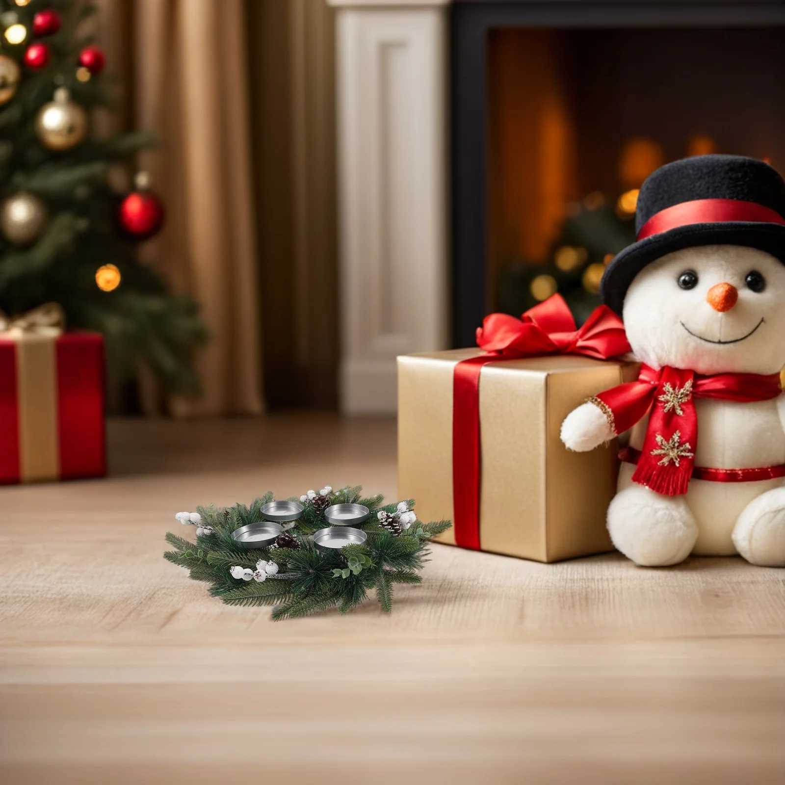 Christmas Advent Wreath Artificial Pine Ring 1572 Inch Berries Cone Decorative Holiday Fireplace CenterpieceM251115