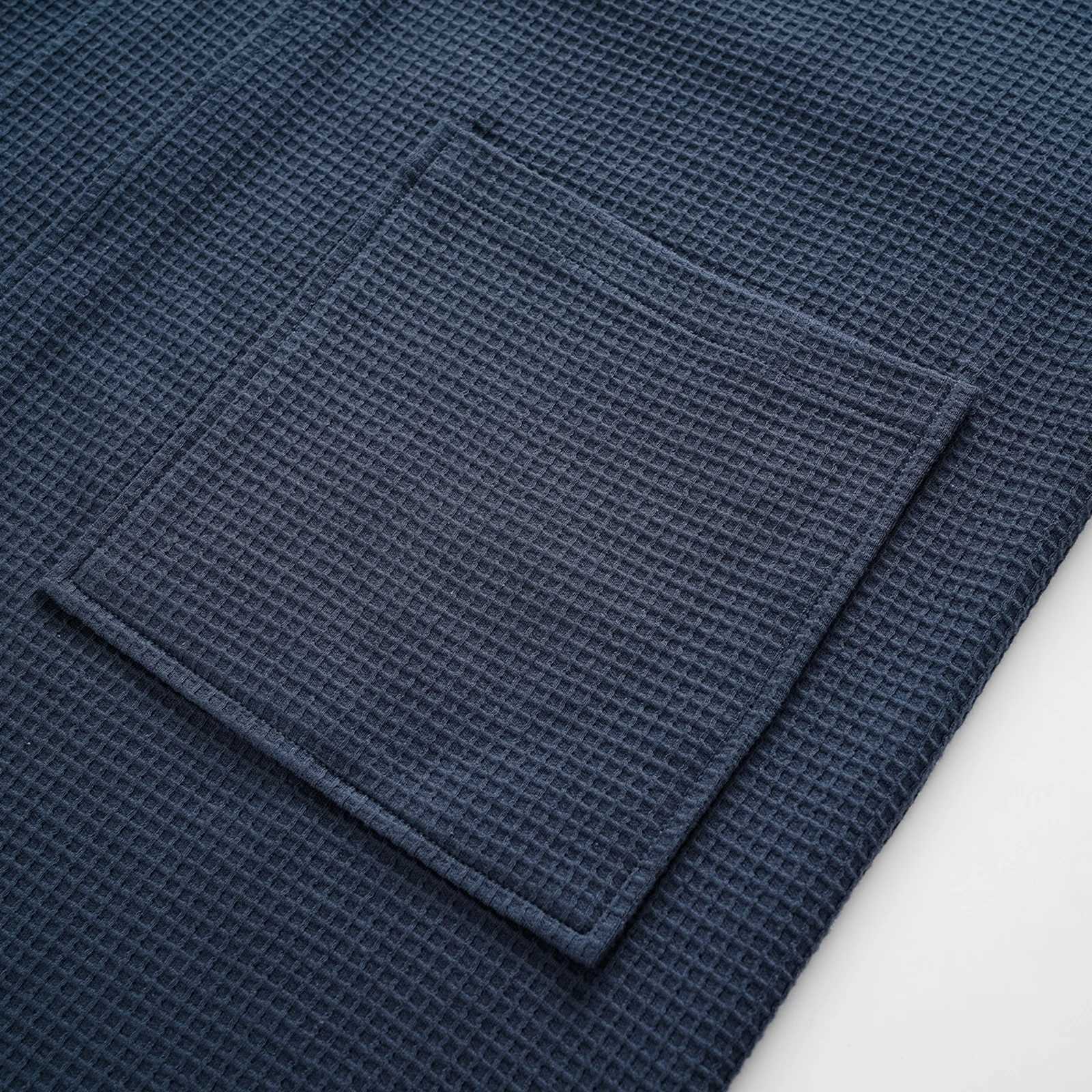Premium Mens Bathrobe - 100 Cotton Waffle Weave in Sapphire Blue with V-Neck Tie Belt Luxury Waffle Kimono Robe - Breathable C251115