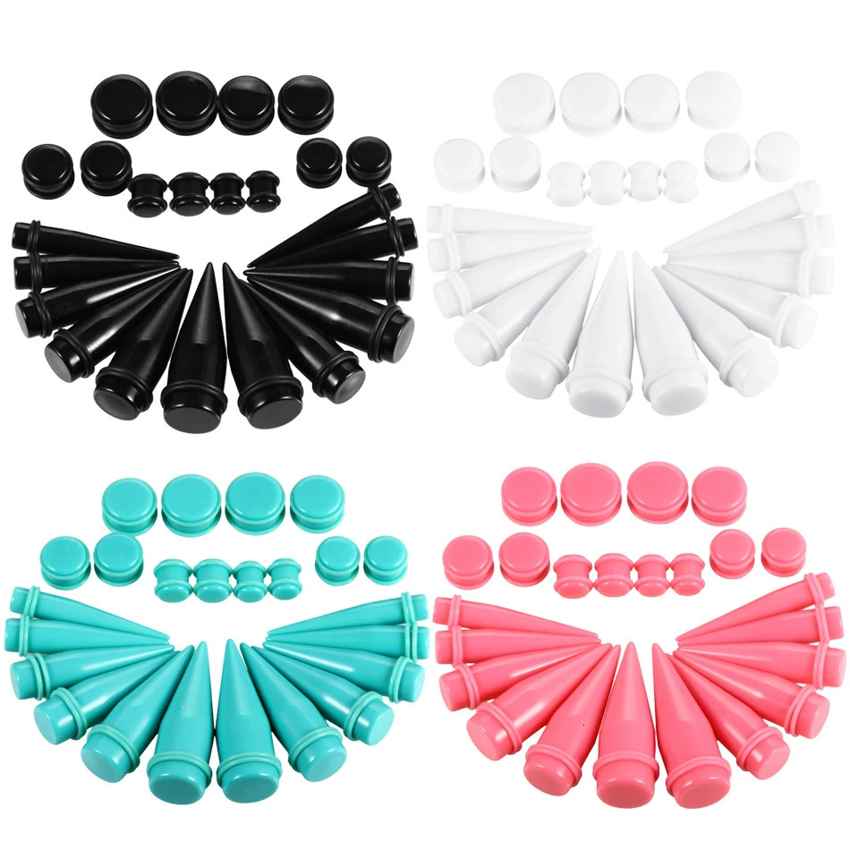 24pcs/lot Acrylic Big Gauges Kit Spiral Ear Taper Tunnel Plug 00G-20mm Ear Stretching Expander Kit Body Piercings Jewelry 250408