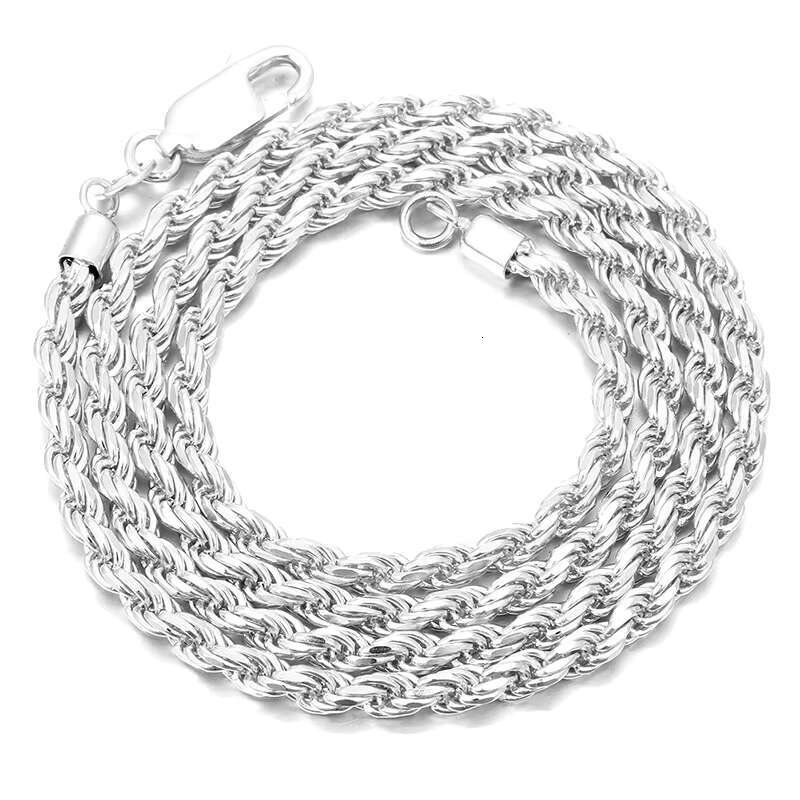 Fashion Jewelry 925 Sterling Silver Hip Hop Rope Link Chain Necklace 18k Gold Plated Cuban Miami Link Rope Necklace for Men