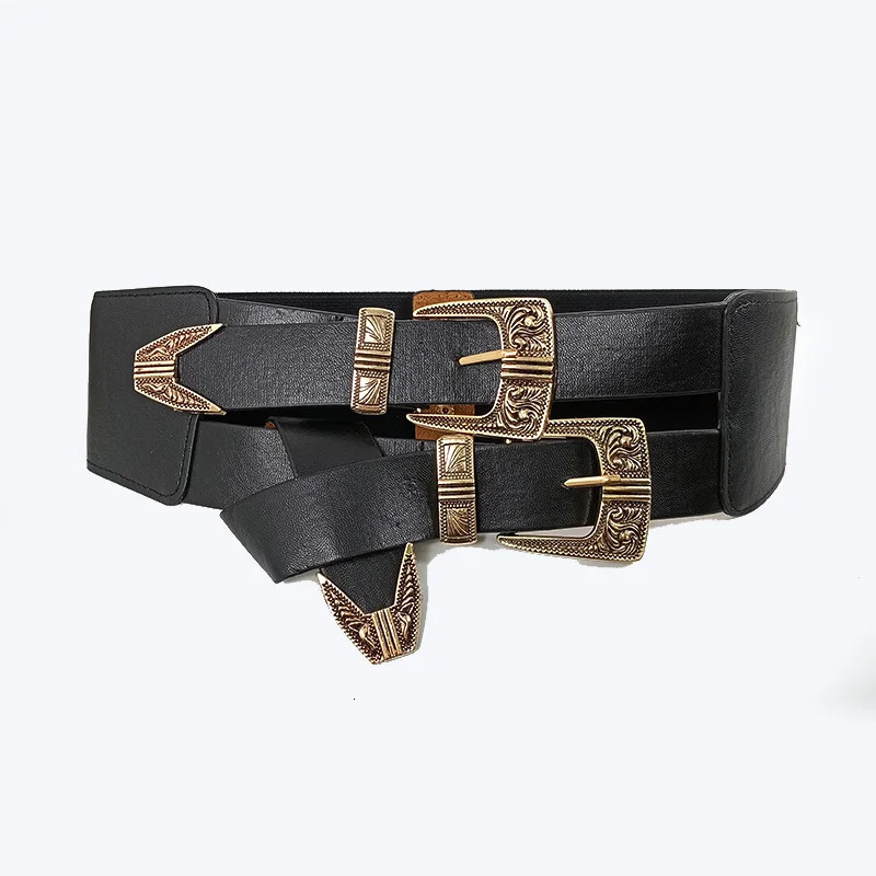Female Waist Gothic Elastic Corset Belt Female Stretch Cummerbunds High Quality er Black Punk Wide Belts For Women 251114 - view 4