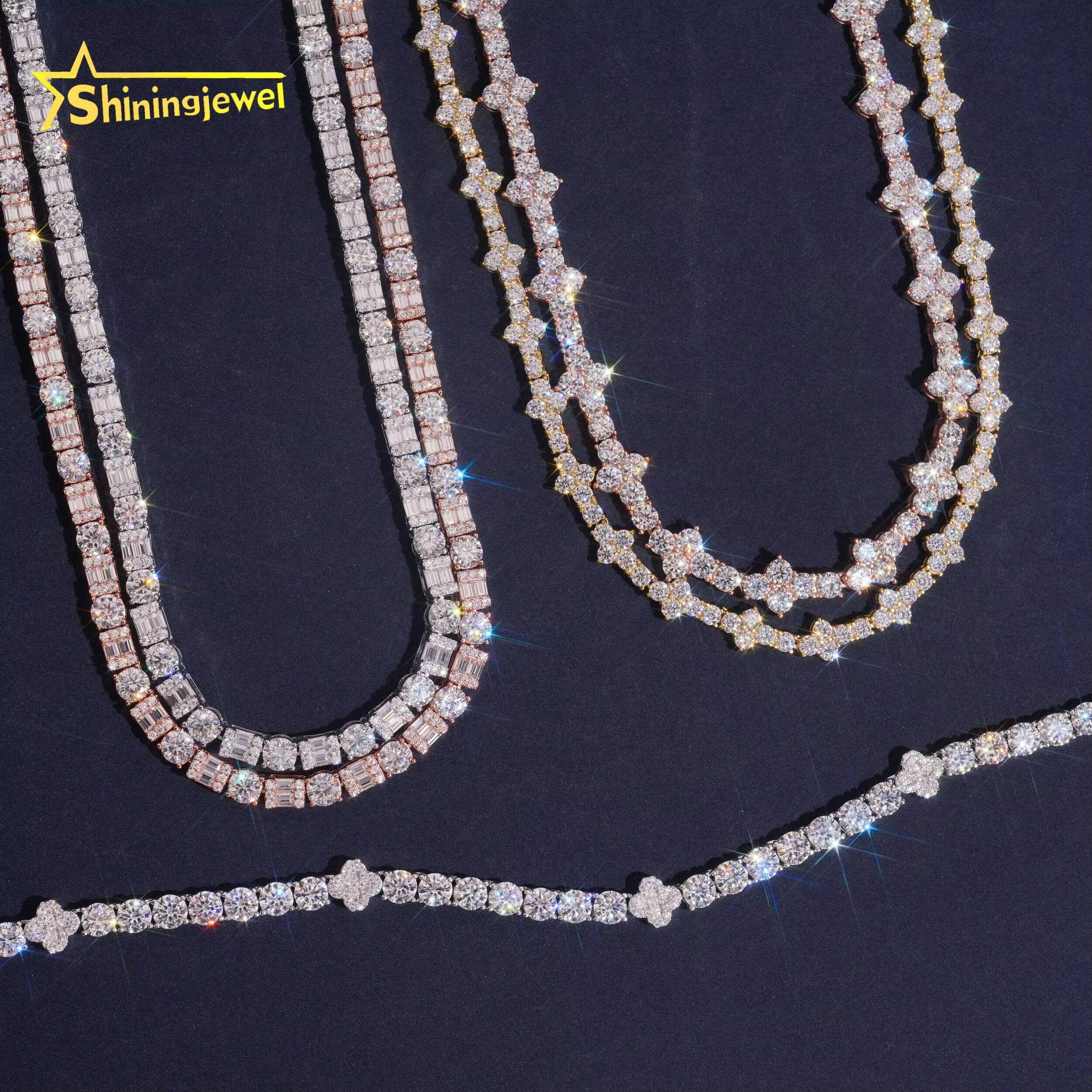 Hip Hop Jewelry Iced Out D VVS Moissanite Tennis Necklace Collection Custom GRA Certificated Moissanite Tennis Chain for Men