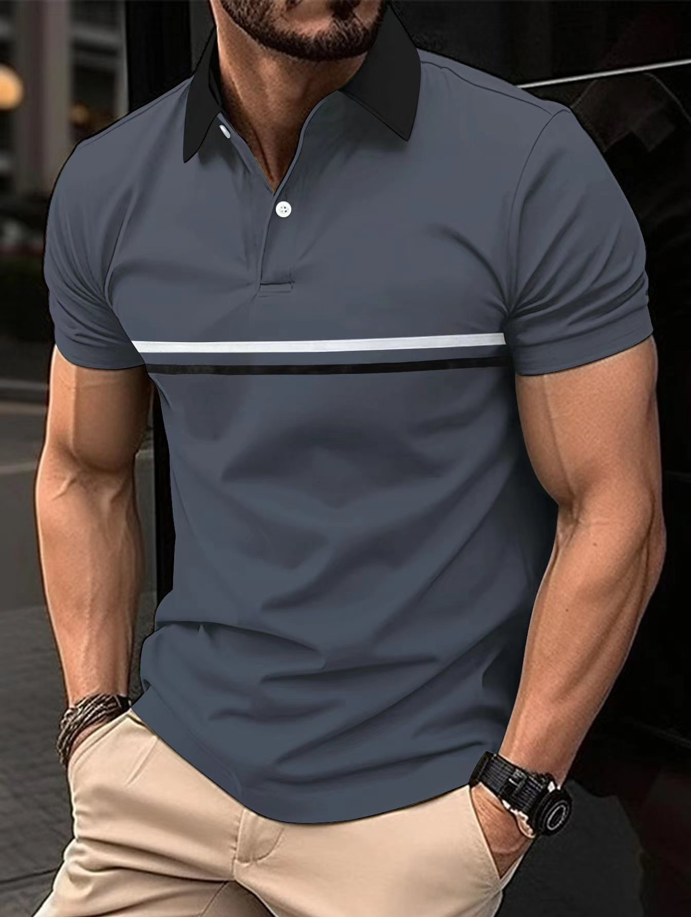 Ins summer mens polo shirt button up mens sports polo shirt