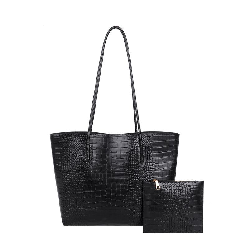 Crocodile Pattern Solid Color For Women New Trend Fashion Leisure Simple Large Capacity One Shoulder Tote Bag