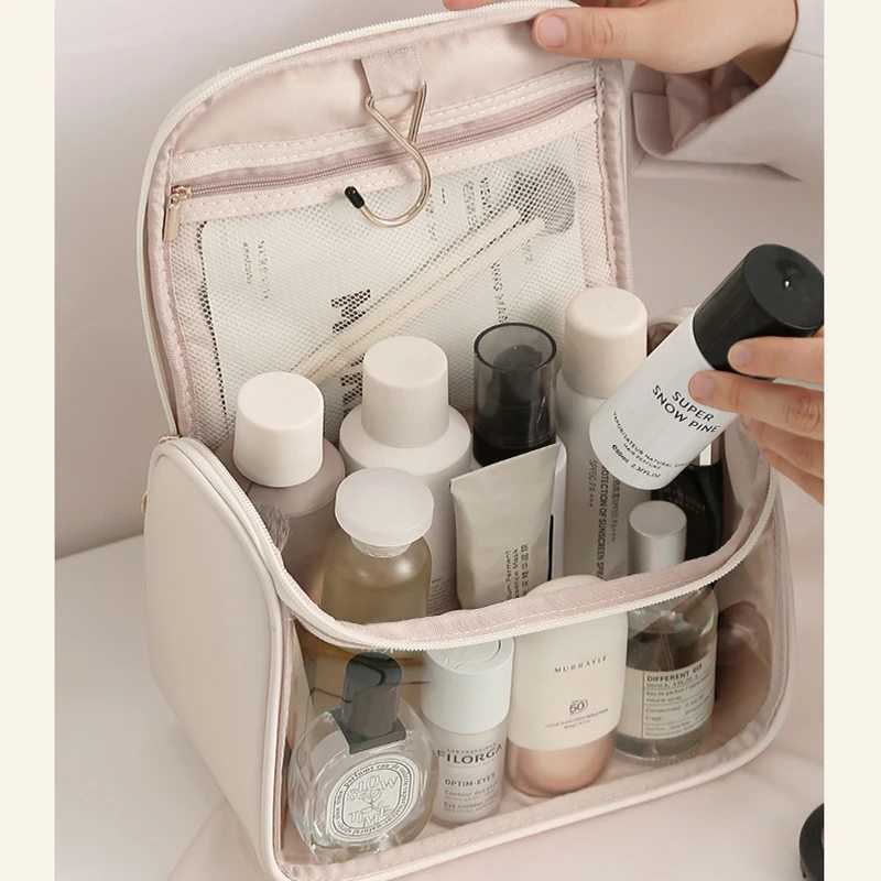 Transparent makeup bag used for hanging travel toilet cosmetics large capacity waterproof zipper organizerXJ250415