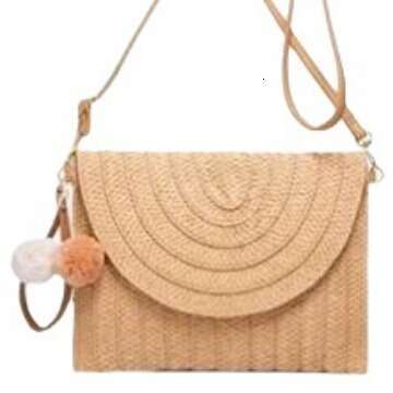 Handmade Beach Bag Grass Woven Beach Leisure Women's Fashionable Vacation Diagonal Backpack, Clip Bag, Handbag Kq2