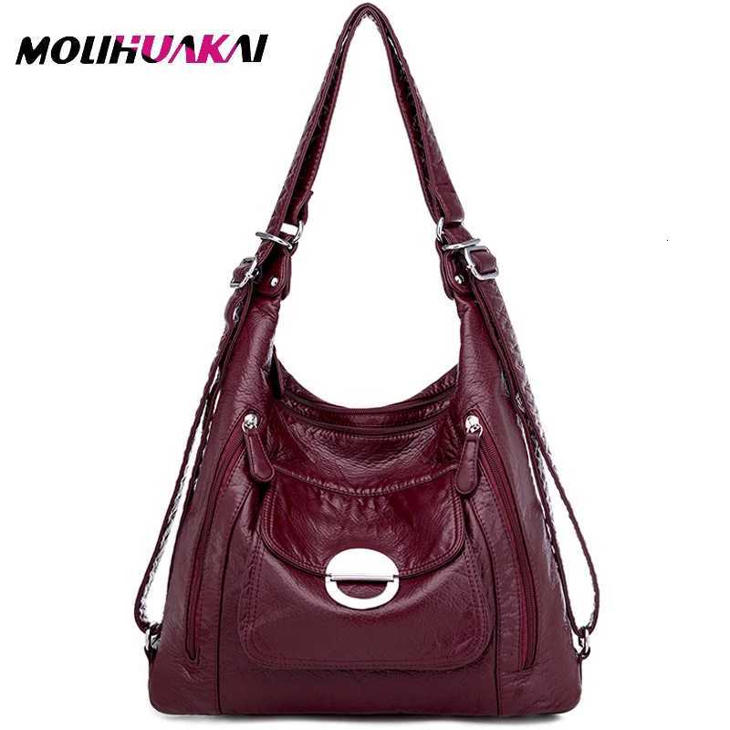 Molihuakai Leather Luxury Handbags women bags designer Multifunction Shoulder Bags for Women 2022 New Travel Back PackW251115