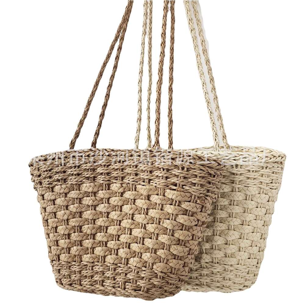 Handmade Beach Bag Grass Casual Woven Literary Shoulder Ins Spring And Summer New Tote Bucket Bag, Portable Women's Bag Kq2