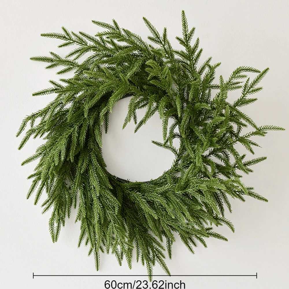 24 Inch Christmas Wreath for Front Door Norfolk Pine Wreath for Home Porch Window Wall Farmhouse Decor Green Wreath Front DoorM251115
