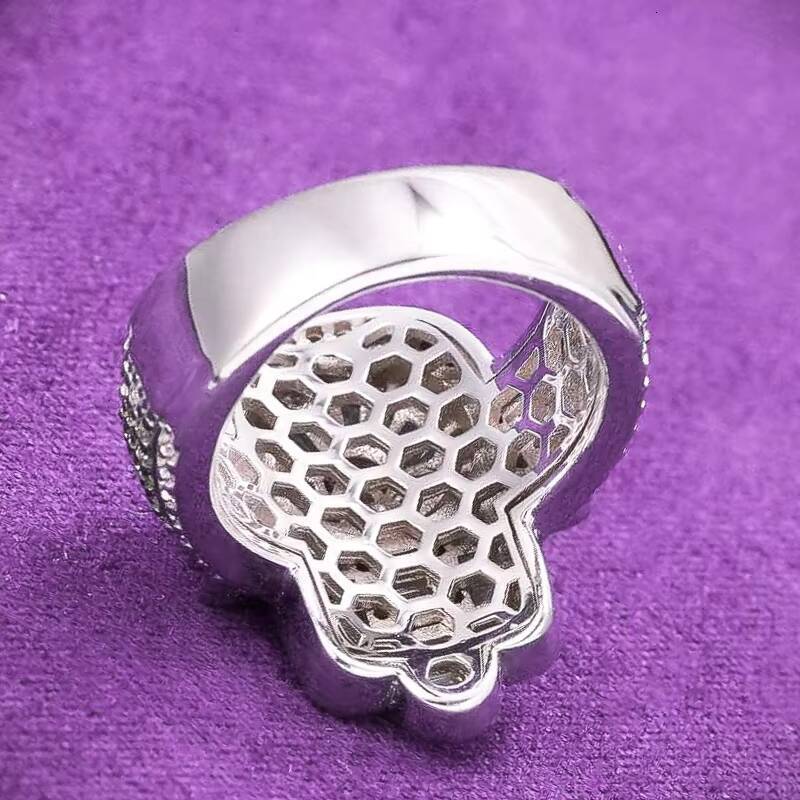 Pass Diamond Tester Hip Hop Bling D Color Moissanite Iced Out Mens Baguette Hamsa Hand Ring With 925 Sterling Silver GRA