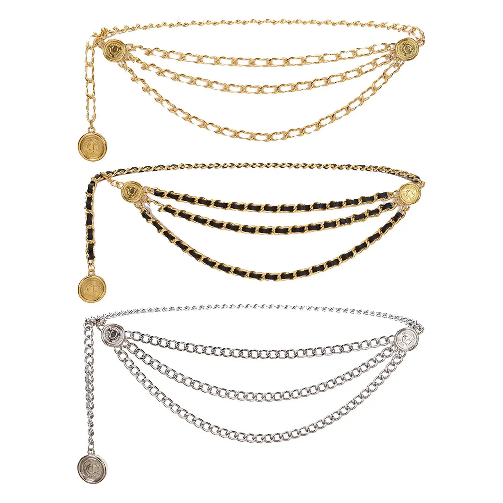 Waist Chain Belt Multilayer Delicate Retro Flexible Buttons for Bridal Women 250414