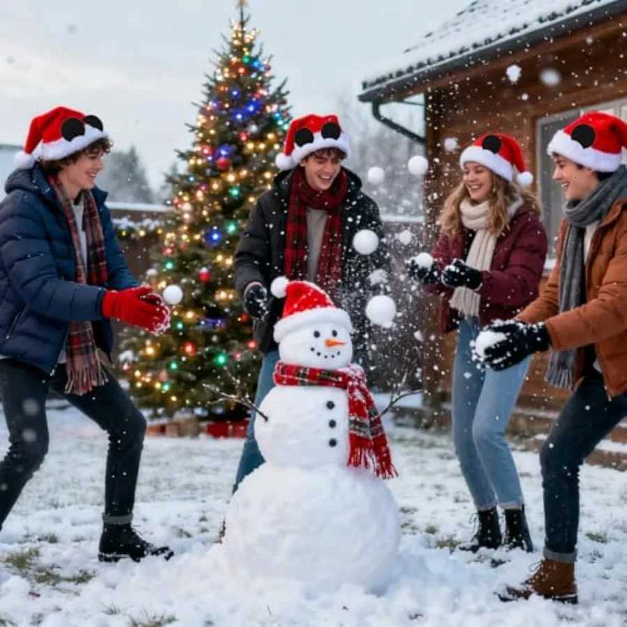 2 Pack Festive Christmas Mouse Santa Hat with Removable Black Ears for Adults Perfect Holiday Party Decoration for New Year and Y251115