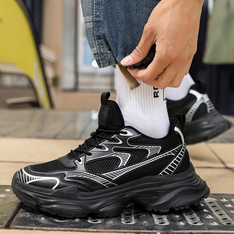Fashion White Sneakers Hidden Heels Heightening Walking Work Shoes For Men 4/6/8CM Summer Casual Sports Breathable Taller Shoes 251114 - view 5