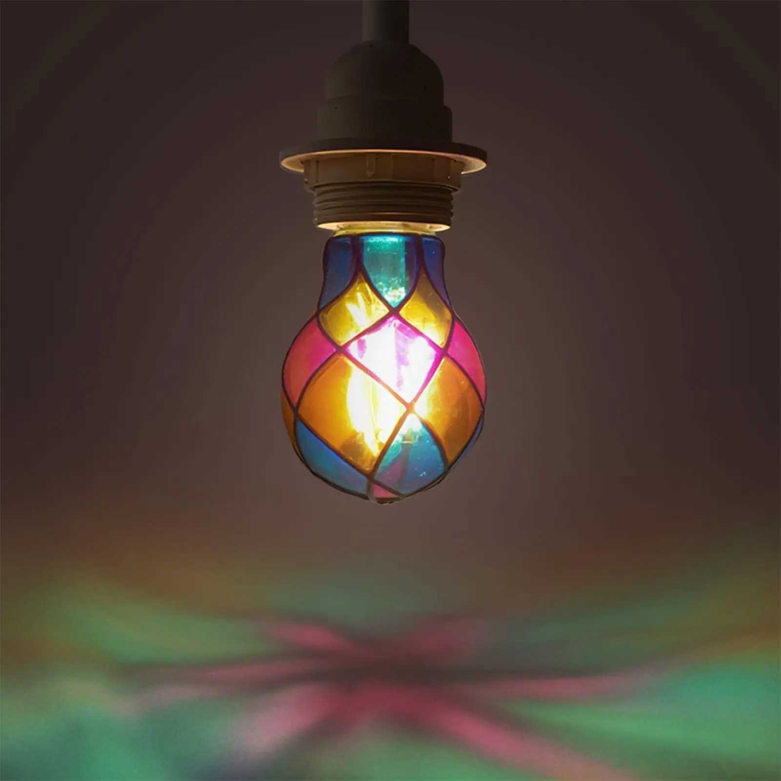 Stained Glass Light Bulb E26 4W 120V LED Colored Lightbulb Romantic Lighting for Halloween Party Festive Bedside Lamp Indoor C251115