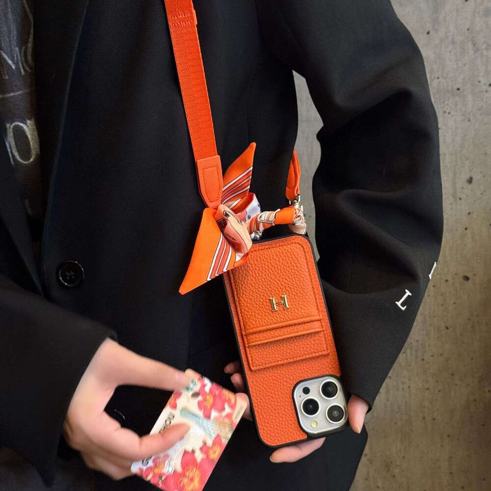 Compatible with Apple 17 Pro Crossbody Dual Card Slot Phone Luxury 14 Women's Full Coverage Protective Case 12/Simple Anti-drop