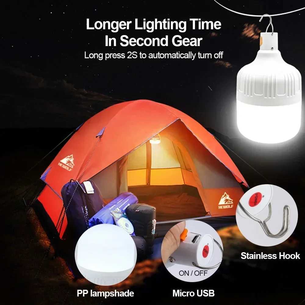 1-10PCS Portable Lanterns USB Rechargeable Market Emergency LED Lights 3 Modes Waterproof Outdoor BBQ Camping Tent Lamp Bulbs M251115