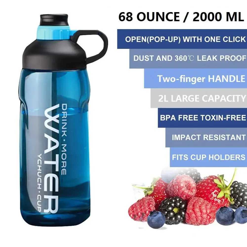 2L Large Capacity Sports Water Bottles Portable Outdoor Camping Picnic Bicycle Cycling Climbing Leak-proof Drinking BottlesW251114