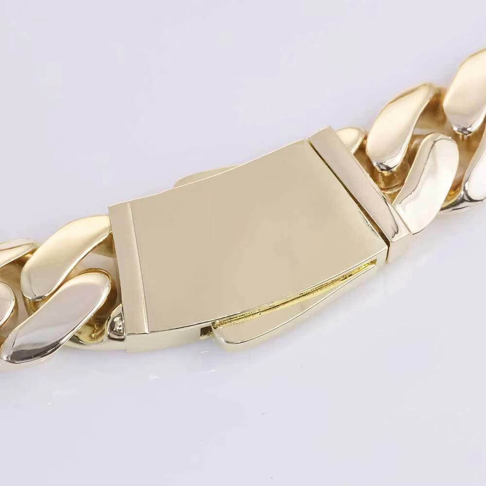 Hip Hop 20mm Gold Plated High Quality Brass Cuban Link Chain Necklace Chunky Monaco Thick Cuban Chain Jewelry for Gift Zircon