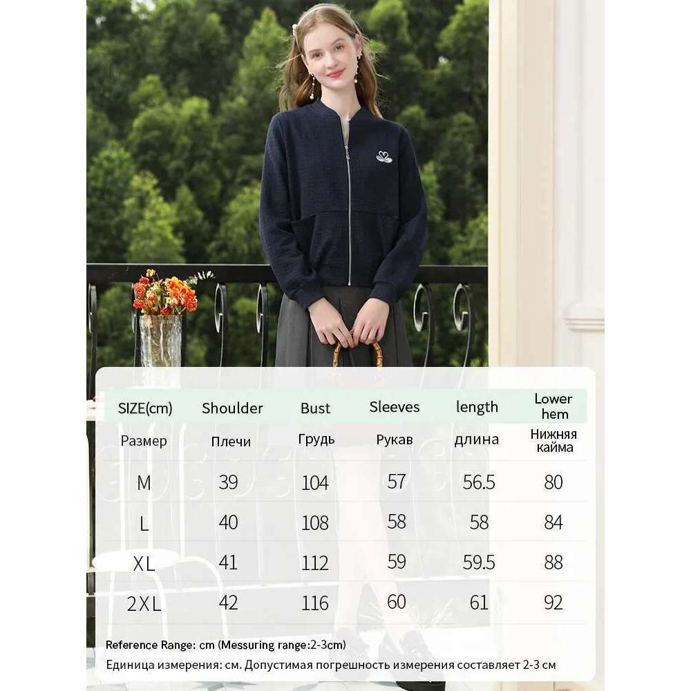 Embroidery Royal Blue Fall Clothes 2024 Women Casual Short Coat Office Lady Solid O-Neck Basics Jacket 2244185831