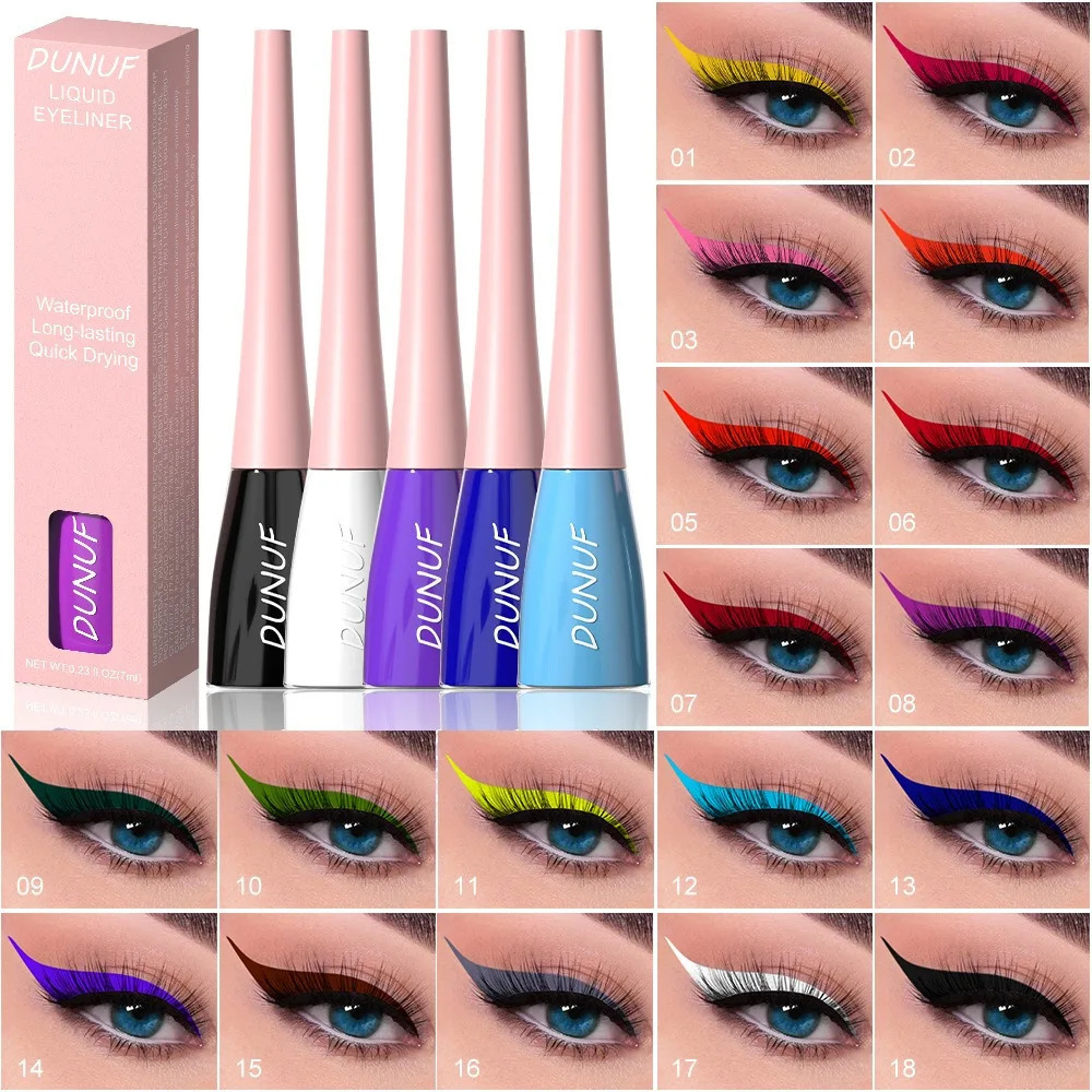18 Colors Colorful Liquid Eyeliner Cement Gray Waterproof Long-Lasting Quick-Dry No Blooming Blue Purple Eye Liner Pen Cosmetics 250414