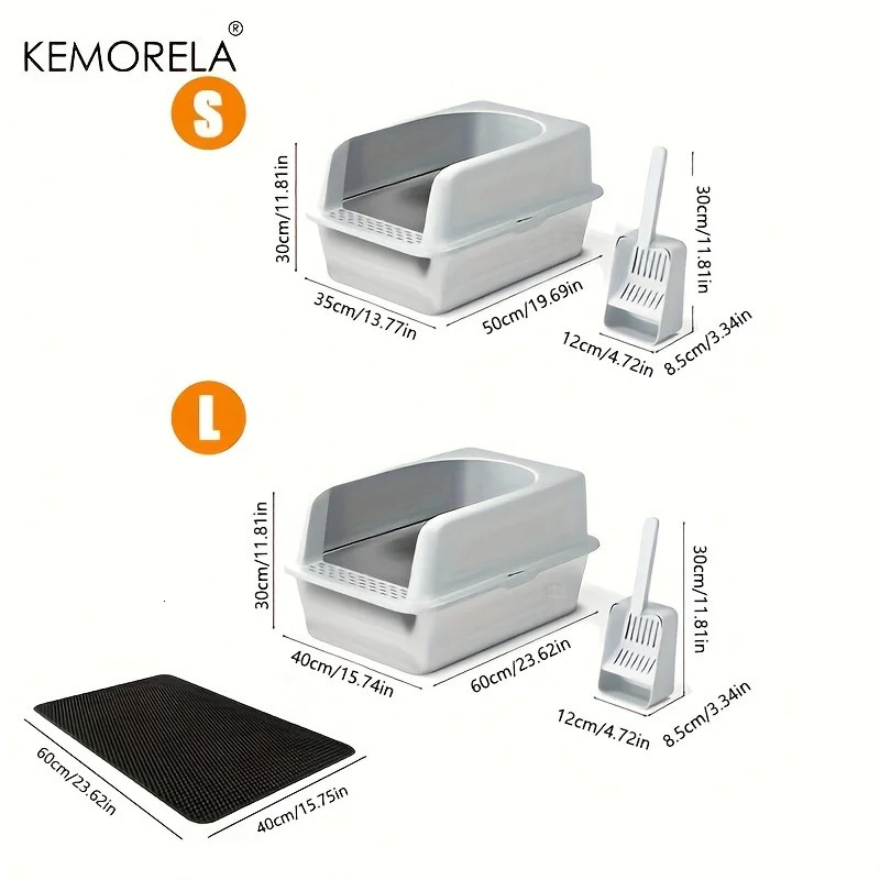Stainless Steel Litter Box With Litter Mat And Scoop ABS Lid High Side Large Closed Metal Litter Box Suitable For Large Cats 250414