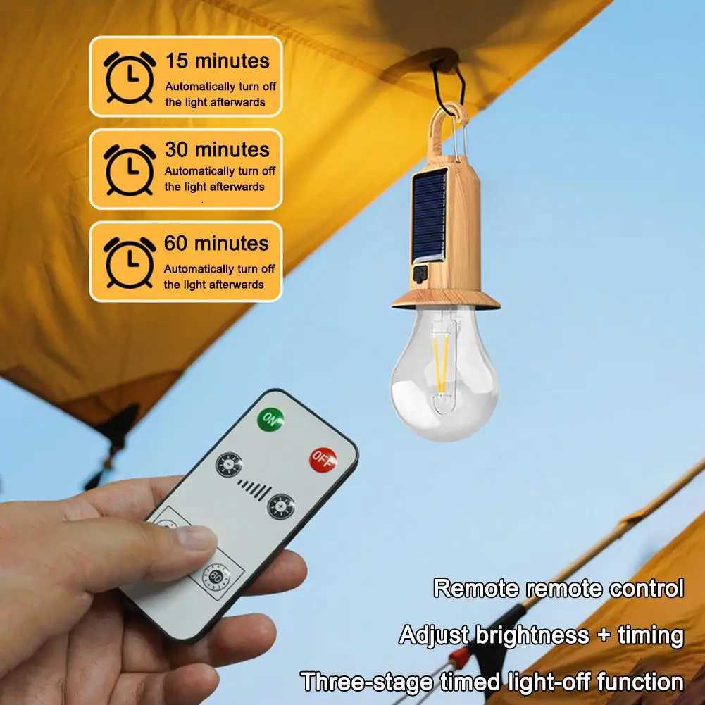 Solar energy Camping Lamp LED Remote control Rechargeable Hanging Courtyard Garden Decoration Lantern Outdoor Camping lamp light M251115