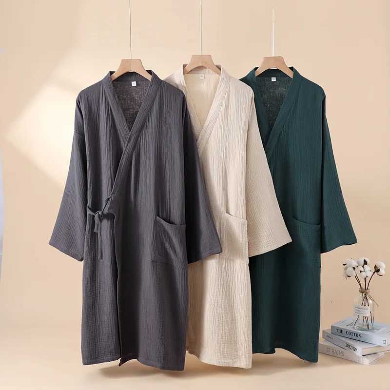 Kimono Robes for Mens and Womens Sleepwear Cotton Yarn Bathrobe Tied Cardigan Thin Home Clothes Couples Robes C251115