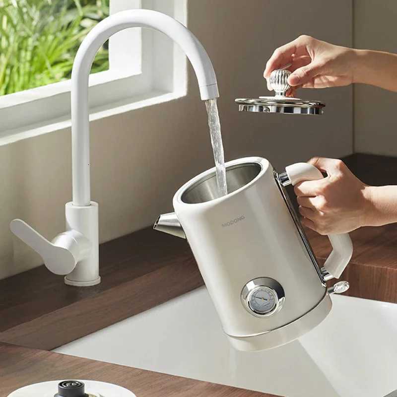 18L Retro Electric Kettle With Mechanical Thermometer Boil Water Tea Pot 304 Stainless Steel Insulation Pot Kettles 220V Y251114