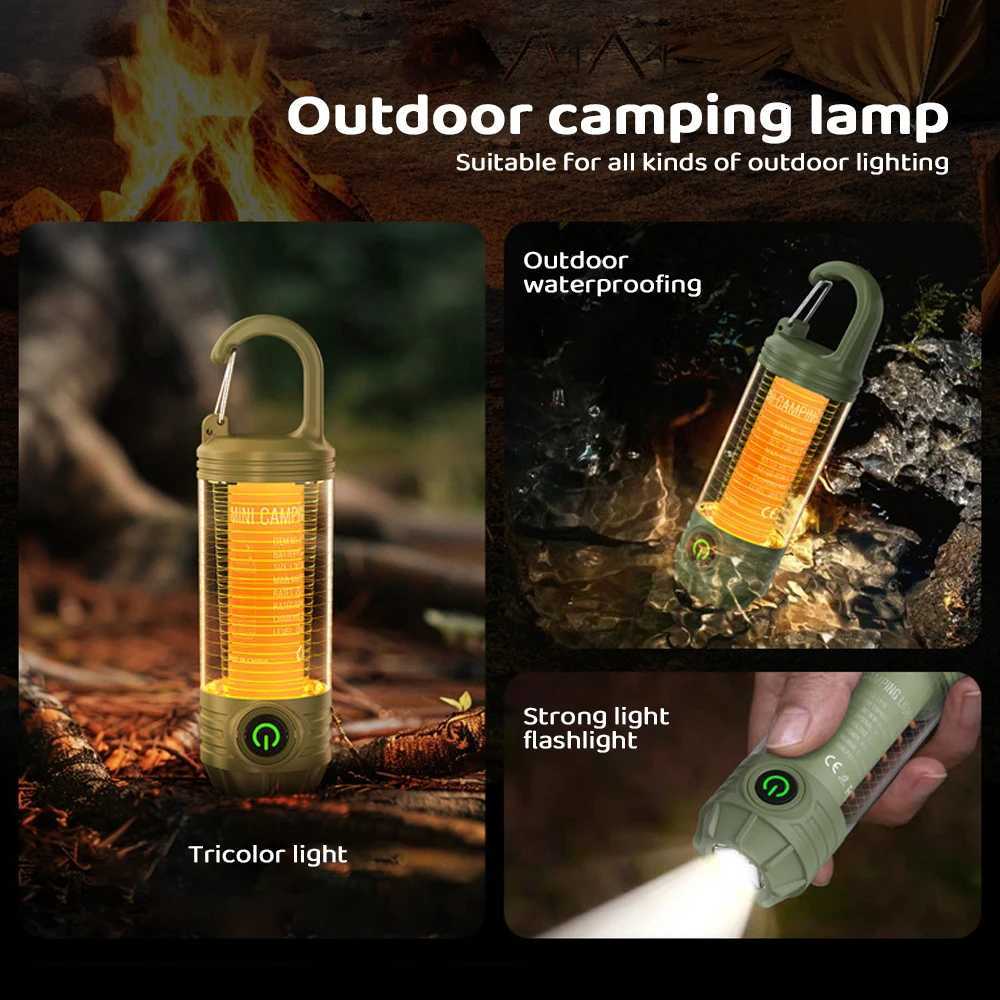Rechargeable LED Camping Lantern Flashlight USB Charging Waterproof Night Light Outdoor Hiking Night Hanging Lamp Travel M251115