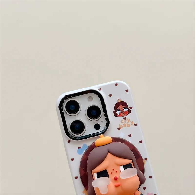 Korean Cute Plaid Pattern Girl Magnetic Phone Case For iPhone 16 Pro 15 14 Pro Max Cover with Stand Holder For J251202
