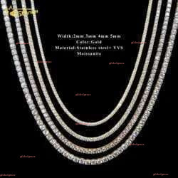 Good Price Gra Certified Vvs Moissanite Fashionable man Sterg Sier Solid Gold Hip hop Tennis Chain