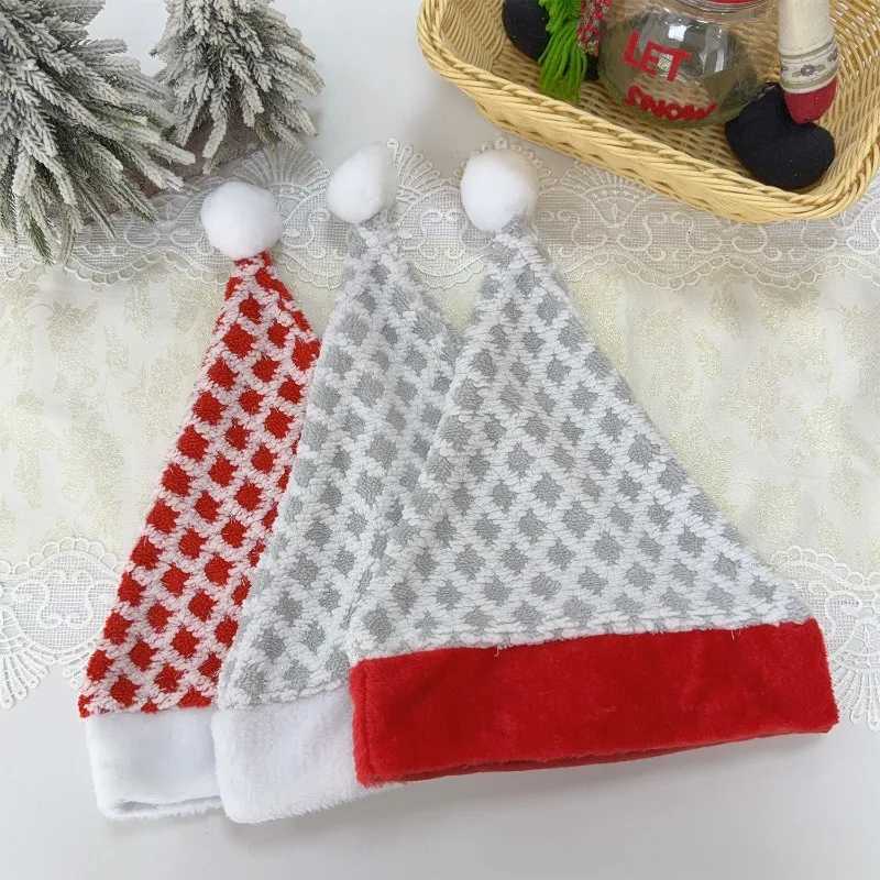 Christmas Hat Diamond Jacquard 3D Flannel Thick Warm Plush Holiday Party Decoration Adult Kids Xmas Winter Soft Comfortable Hat Y251115