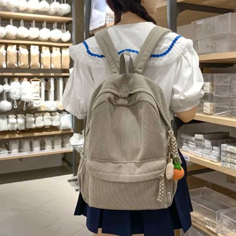 Ladies Fashionable Backpack Large Capacity Corduroy Material Simple And Durable Casual Travel Backpack Student BackpackW251114