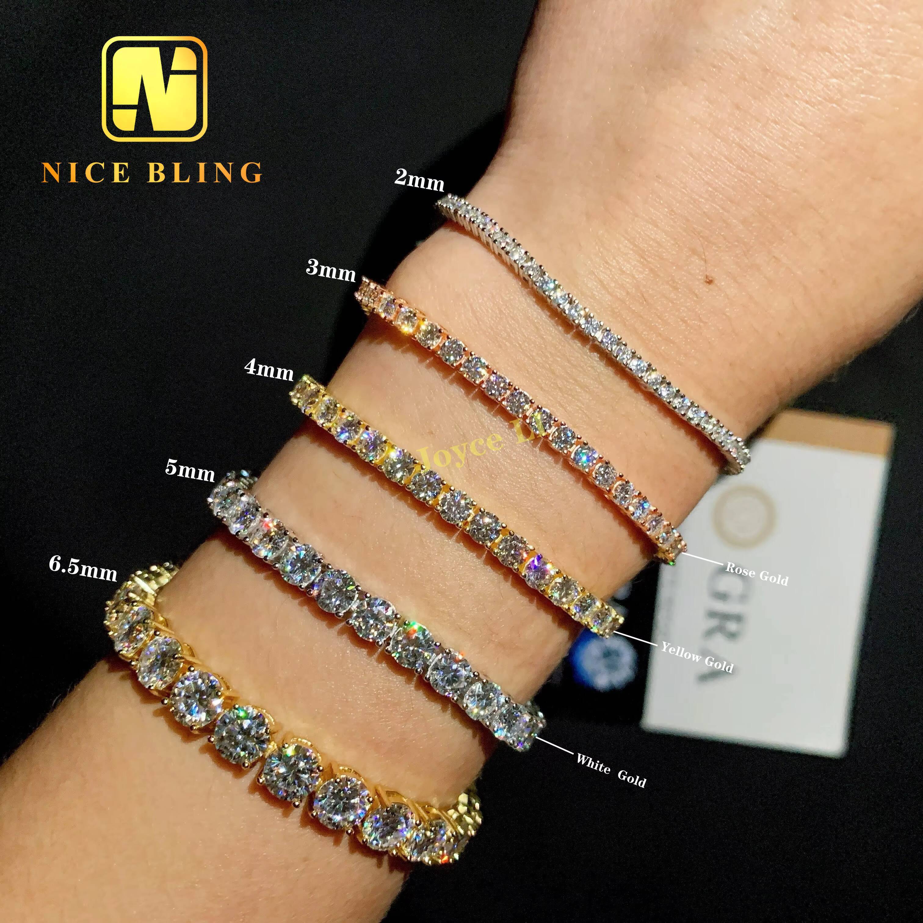 Hot Sale Fashion Tennis BraceletNecklace VVS Moissanite 2MM-65MM Tennis Link 925 Silver Pass Diamond Tester Tennis Necklace