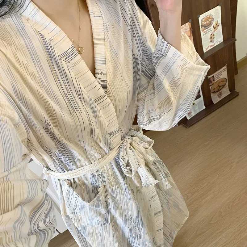 Robes Sexy Simple Casual Dressing Gown Spring Summer Women Gauze Loose Long Bathrobe Nightdress Cardigan Large Size Long Sleeve C251115