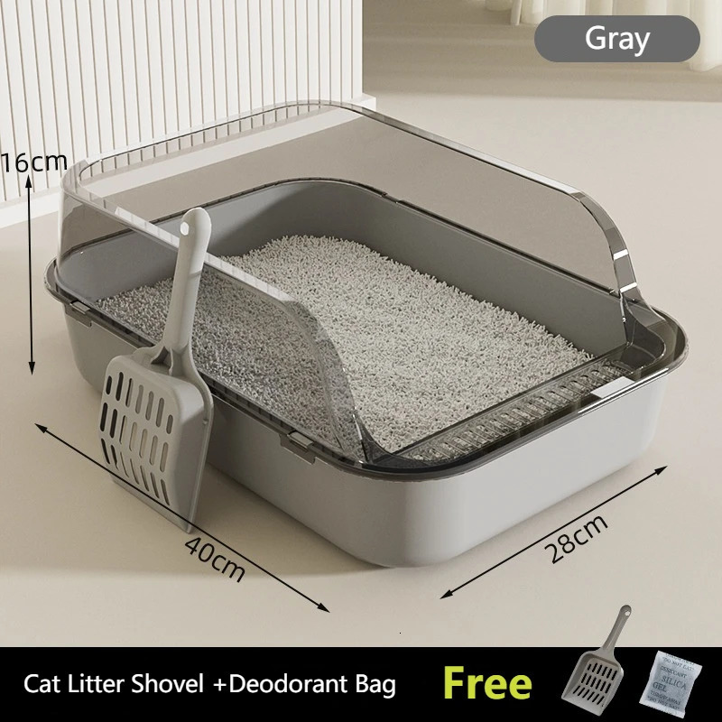Cats Sandbox Cat Toilet Large Capacity Open Cat Litter Box Plastic Anti-Splash Cats Toilet Bedpan Cleaning Bath Basin Supplies 250414