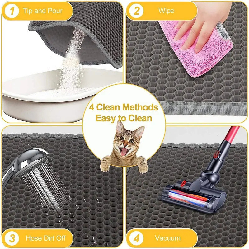 Pet Cat Litter Mat Waterproof Double Layer Cat Litter Trapping Pet Litter Box Mat Clean Pad Products For Cats Accessories 250414