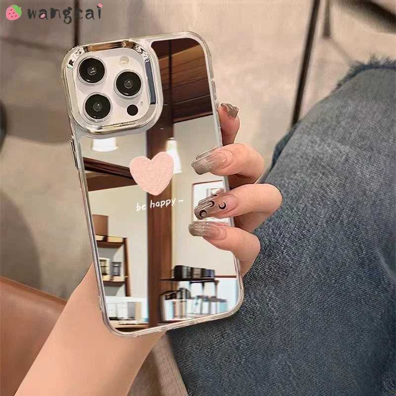 Love Heart Mirror Cover For Galaxy S25 S24 S23 S22 S21 Plus S20 FE Note 20 Ultra F55 F14 M55 M34 M22 F22 M14 A22 Cover J251202