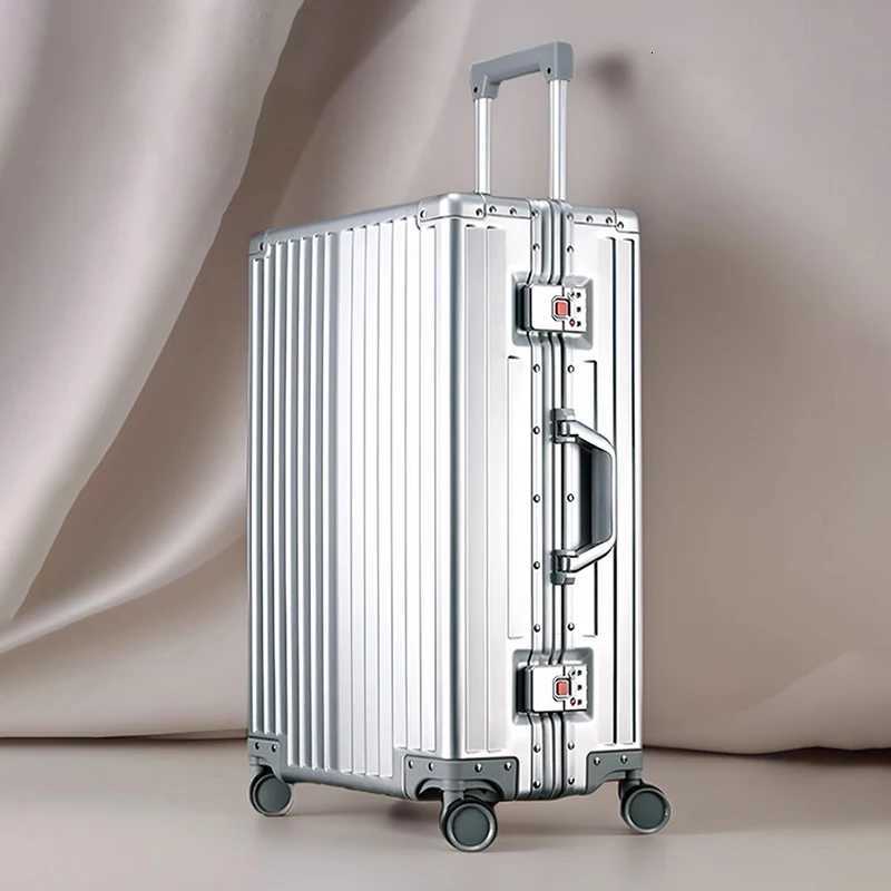 Aluminum Magnesium Suitcase 20/28 Inch Metal Travel Suitcases Luggage Cabin Carry on Password Trolley Case Suitcases on Wheels K251114