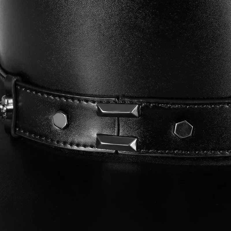 Vintage steampunk mens hat with top hat steampunk leather bowler hat halloween top hat gothic rave nightclub 250407