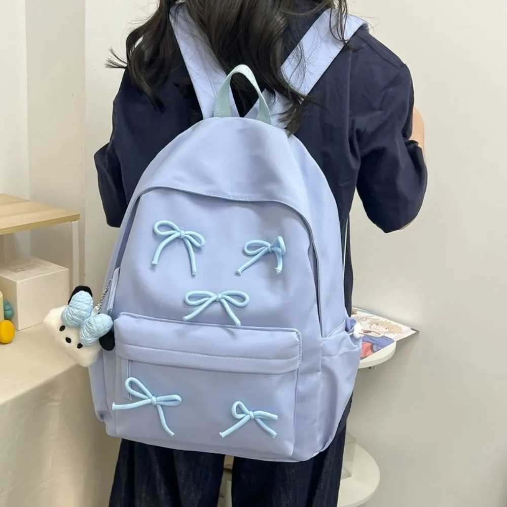 Fashion Large Capacity Bow Backpack Bow decoration Solid Color Girls Backpack Zipper Travel Bag Students Luggage BagsW251114