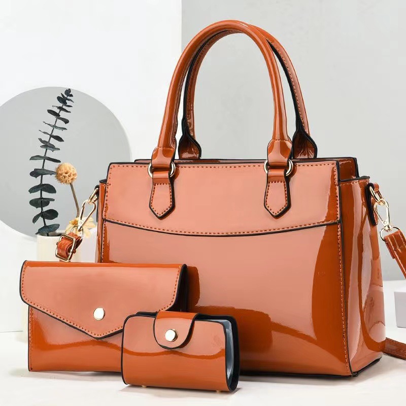 2025 New Outdoor Style Luxury Free Delivery Designer Bag 3-piece Shiny Leather Designer Women's Crossbody Wallet Shoulder Travel Shopping Handbag