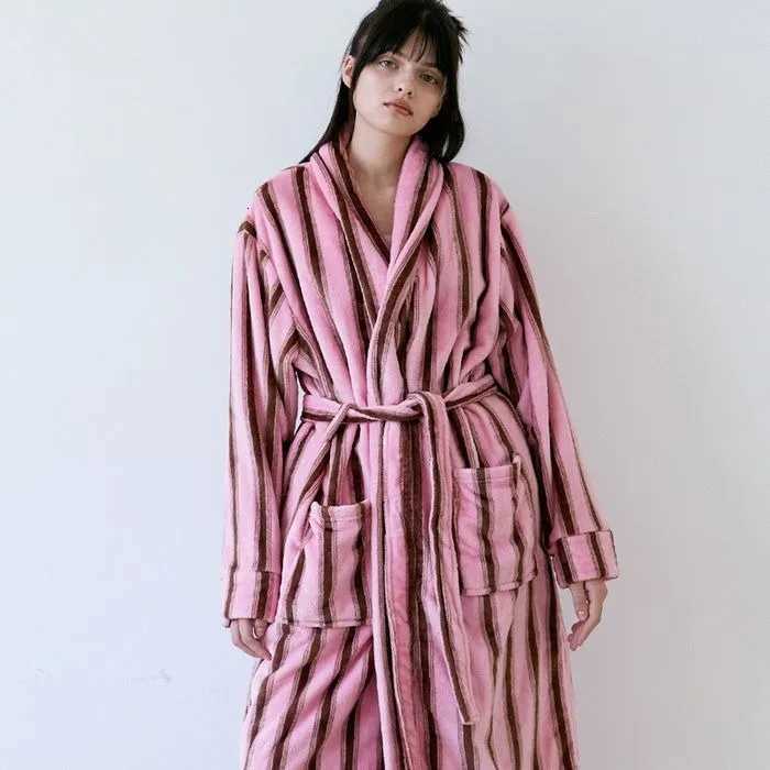 Women Men Plush Soft Robe Fluffy Bathrobe Fleece Spa Robe And Long Pants 2 Piece Clothes Female Super Soft Long Cozy Bathrobe C251115