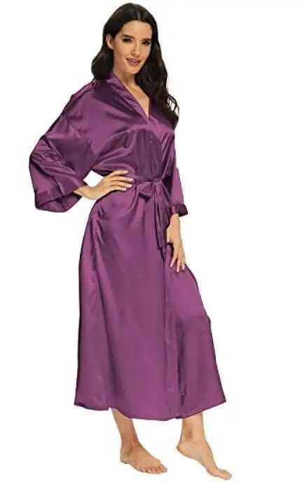 Women Silk Satin Long Wedding Bride Bridesmaid Robe Kimono Robe Feminino Bath Robe Large Size XXXL Peignoir Femme Sexy Bathrobe C2511151